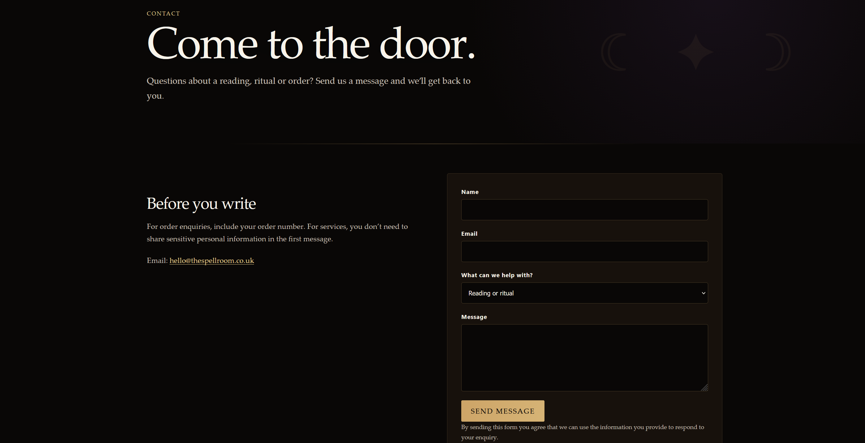 The Spell Room website screenshot
