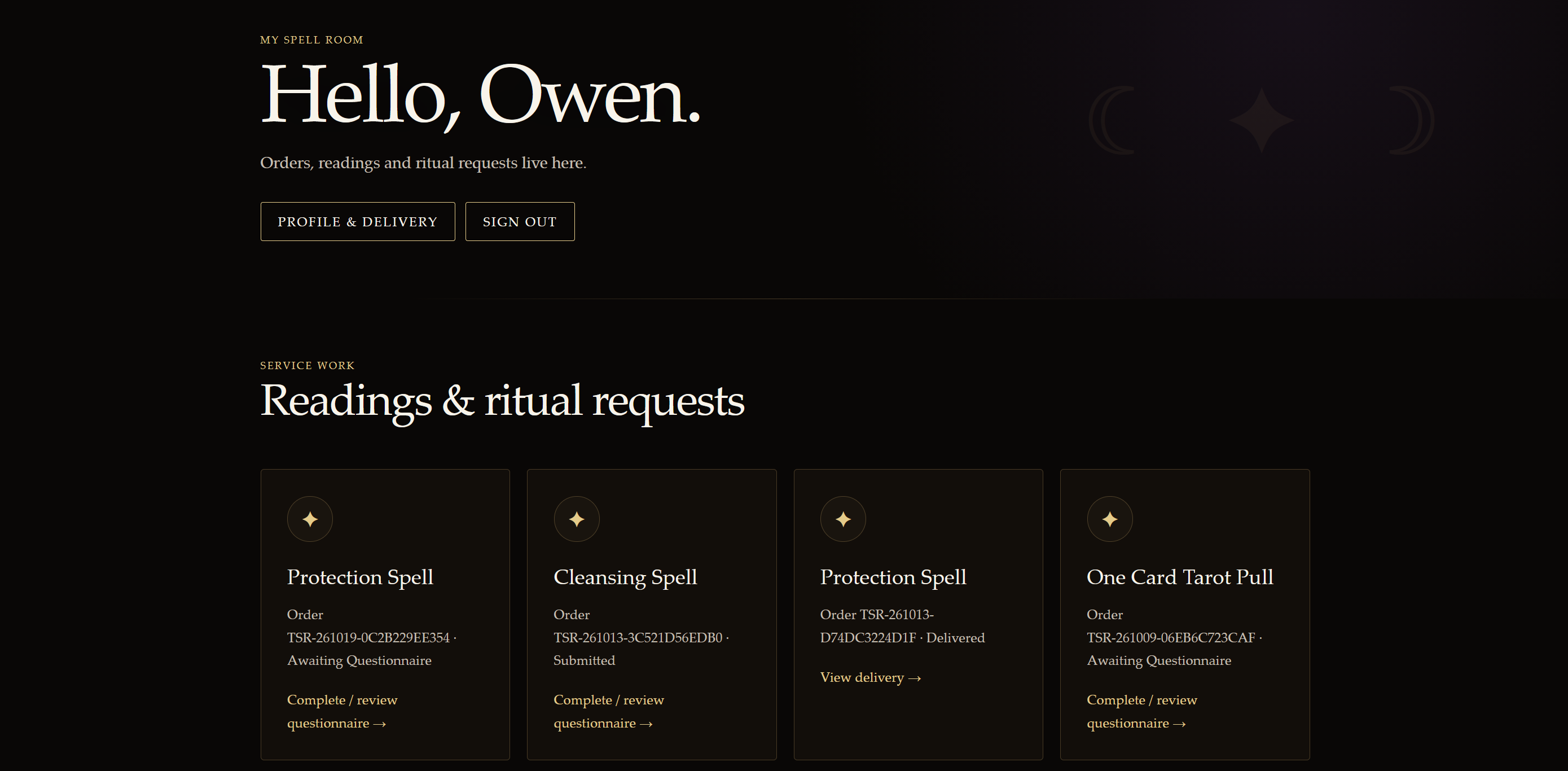 The Spell Room website screenshot