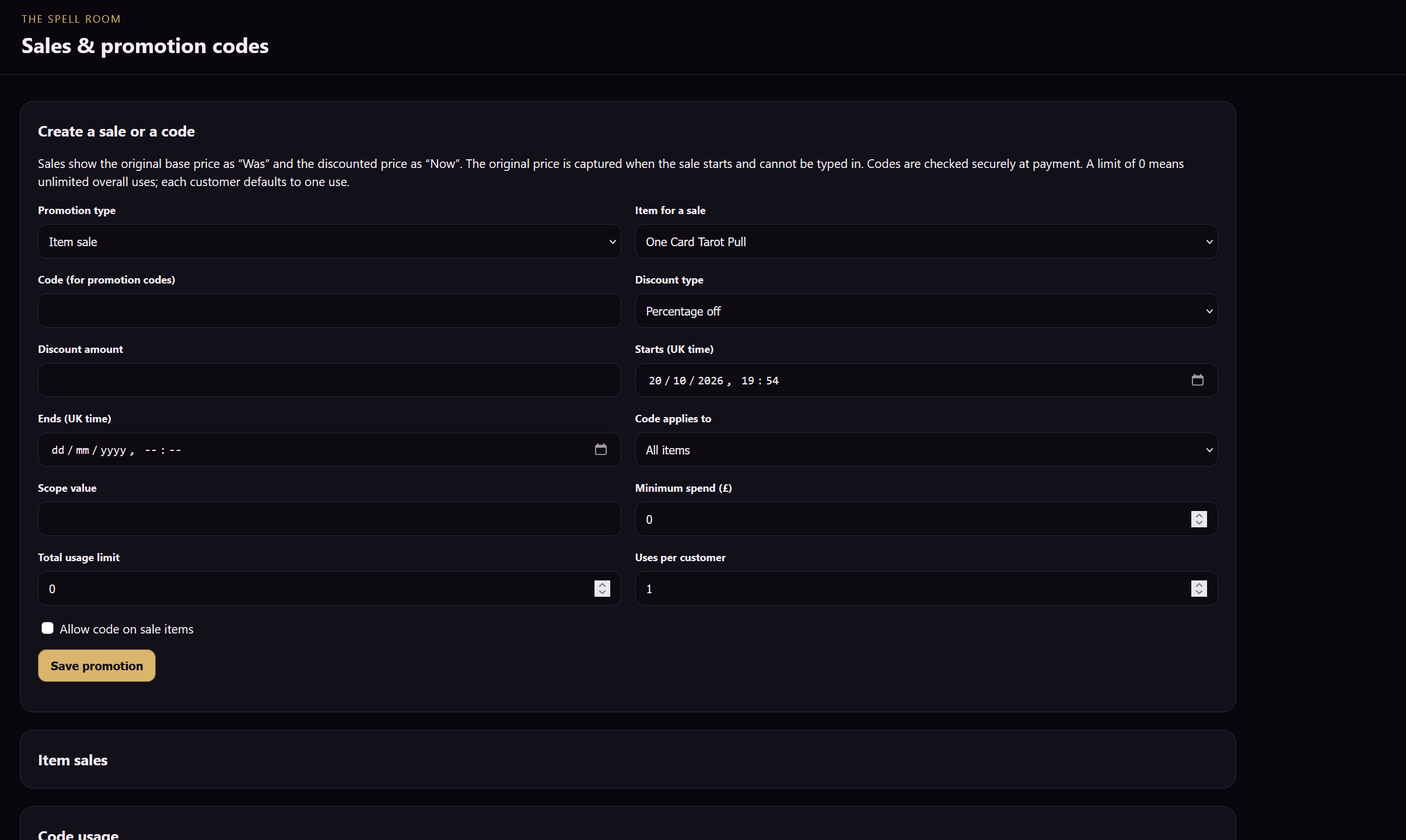 The Spell Room website screenshot