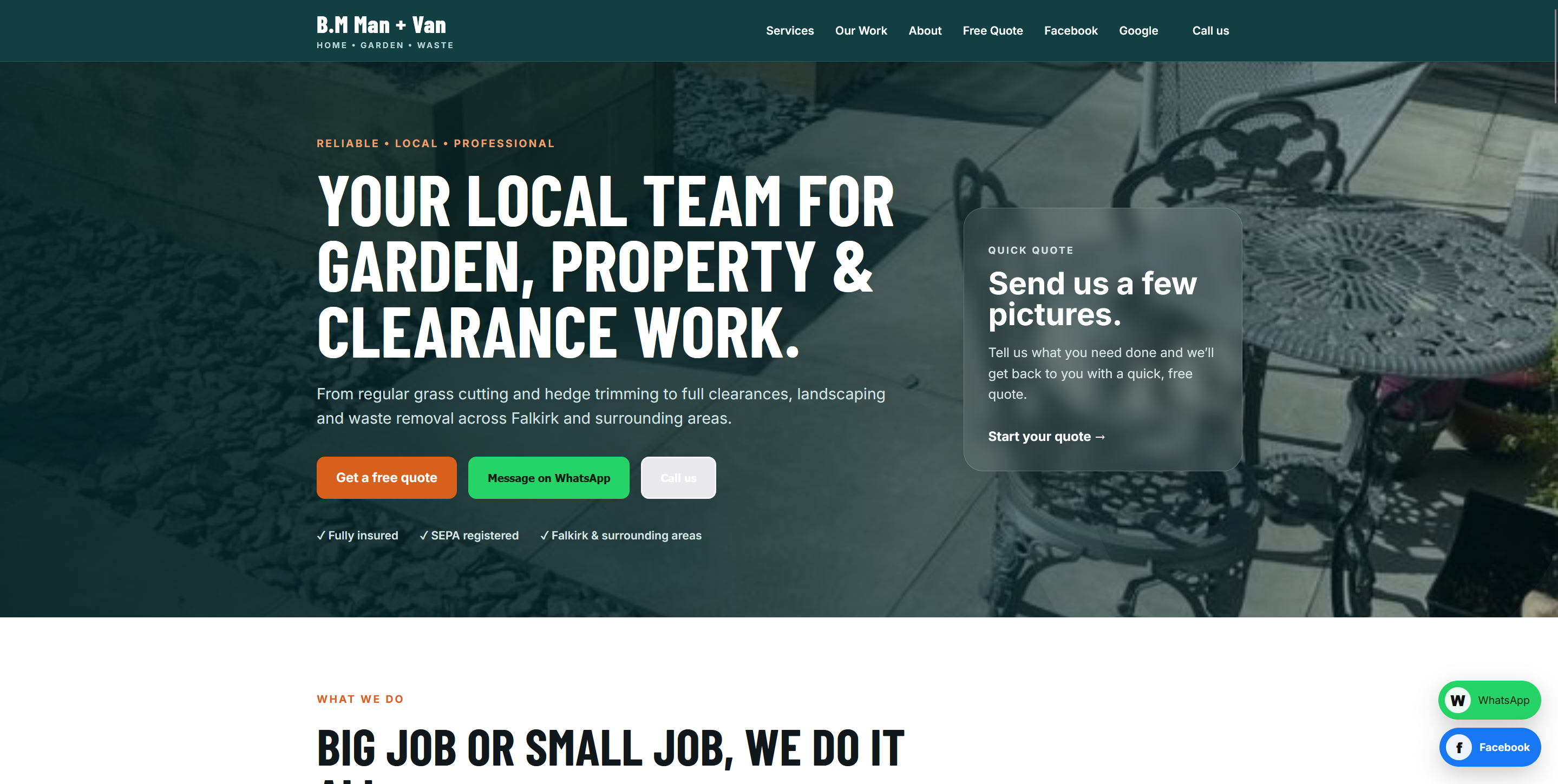 BM Man & Van website screenshot