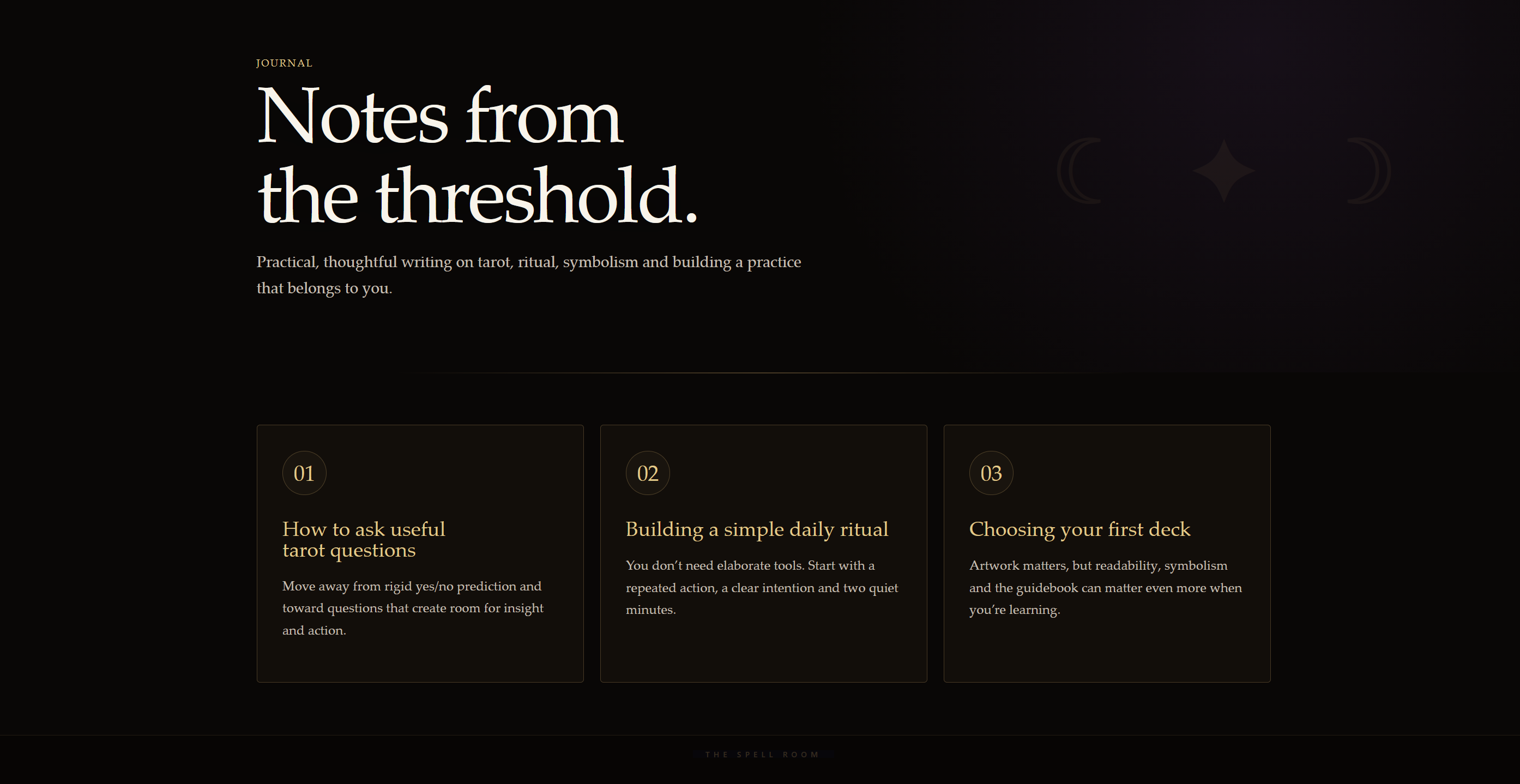 The Spell Room website screenshot